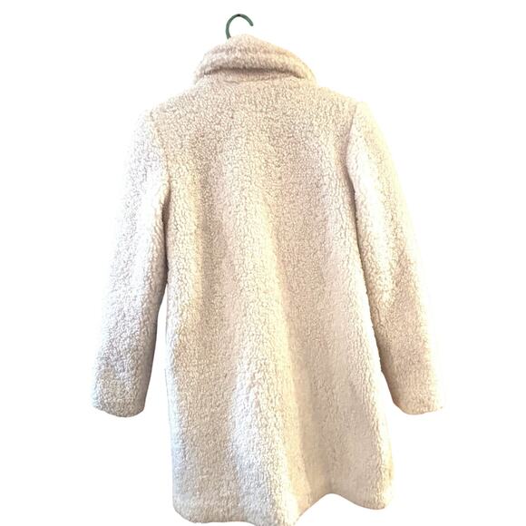 Nine West Teddy Sherpa Coat Cream Sz XS Double Breasted Teddy Bear Snow Winter - Picture 4 of 5